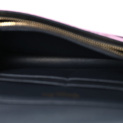 Metallic Patent Micro-Cannage Diorama Wallet on Chain Pouch Pink