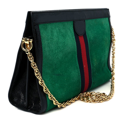 Suede Patent Web Medium Ophidia Chain Shoulder Bag New Shamarock Black
