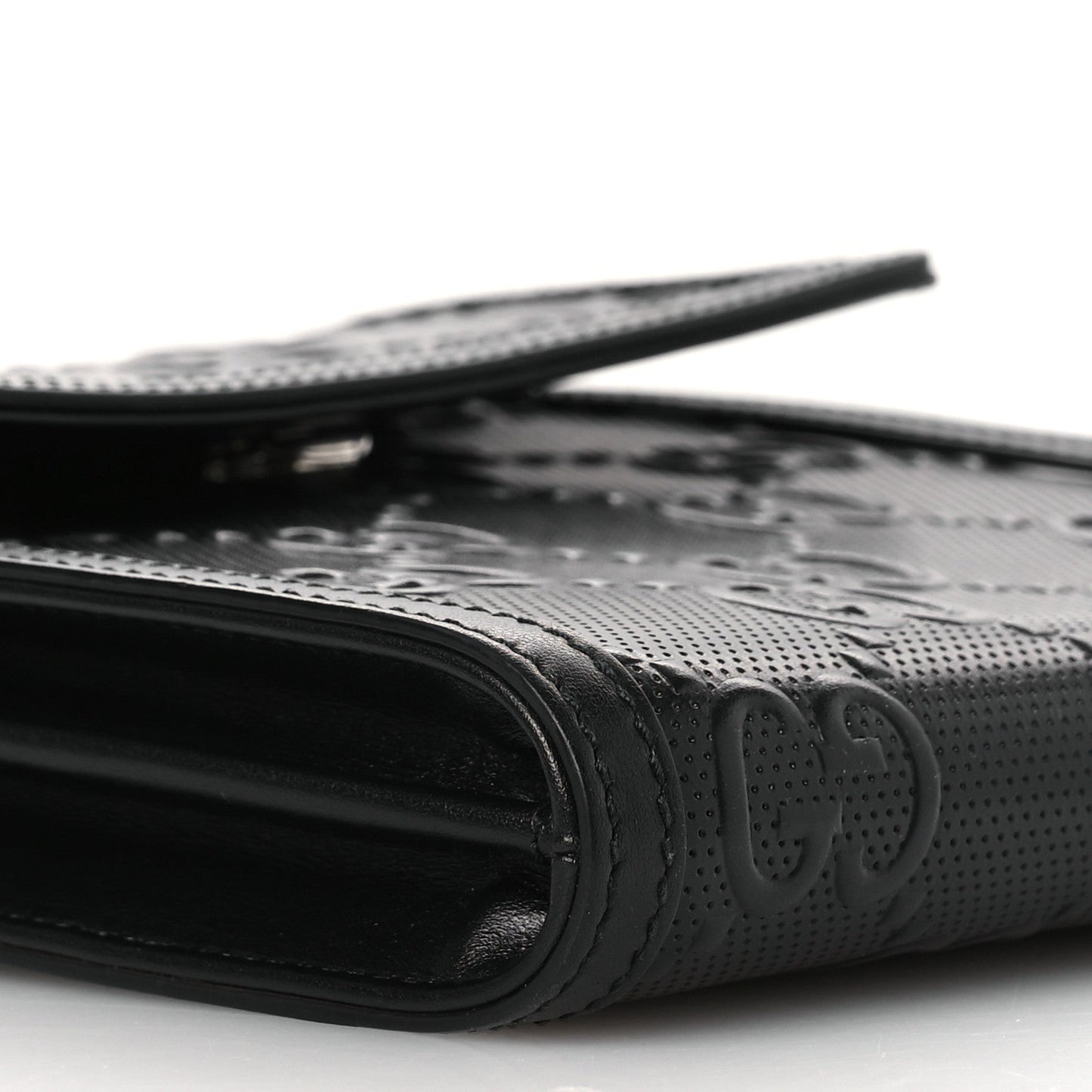 Calfskin GG Tennis Embossed Messenger Bag Black