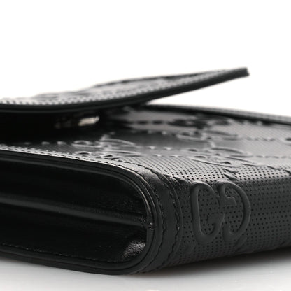 Calfskin GG Tennis Embossed Messenger Bag Black