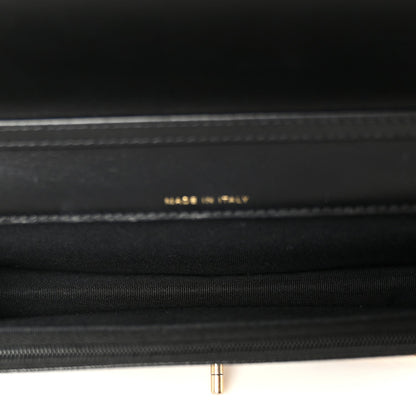 Caviar Quilted Camellia Clutch With Chain Black