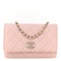 Caviar Quilted Crystal CC Wallet On Chain WOC Light Pink
