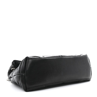 Lambskin Quilted Small Loulou Puffer Monogram Chain Satchel Black