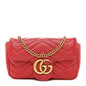 Calfskin Matelasse Super Mini GG Marmont Shoulder Bag Hibiscus Red