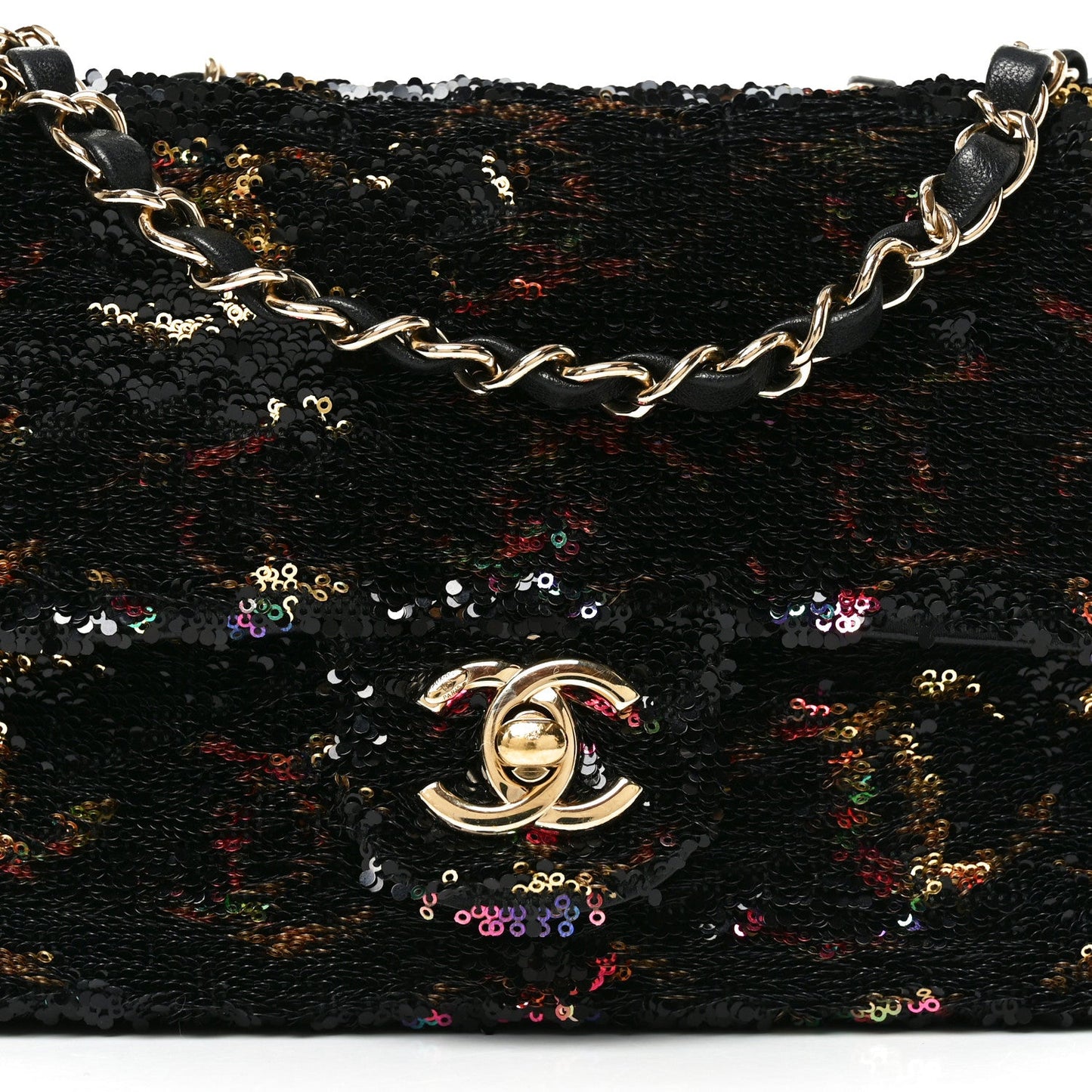 Sequin CC Small Single Flap Black Multicolor
