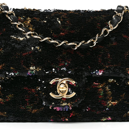 Sequin CC Small Single Flap Black Multicolor