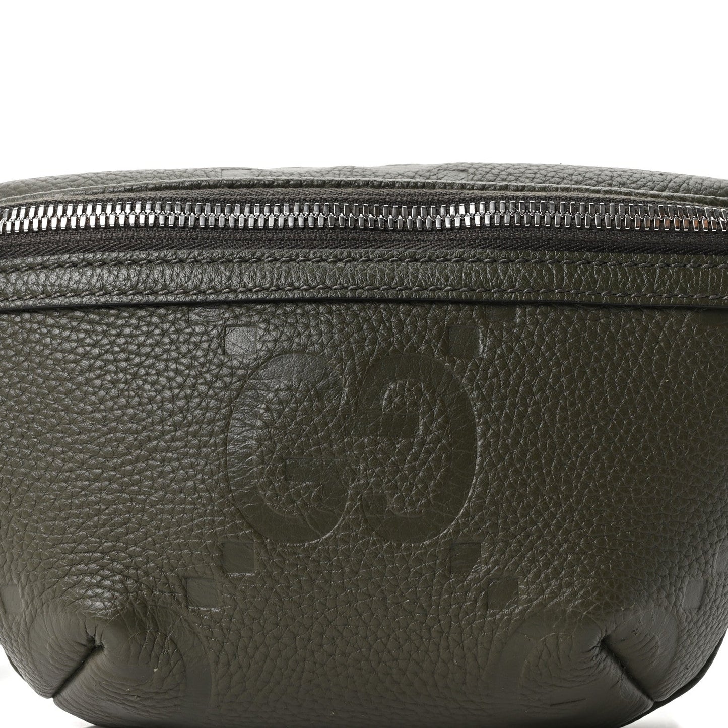 Piuma Calfskin Jumbo GG Embossed Small Belt Bag Dark Green