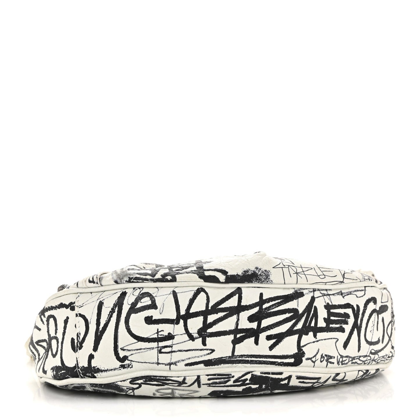 Agneau Arena Graffiti Le Cagole Shoulder Bag XS White Black