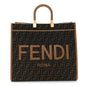 Fabric Jacquard FF 1974 Logo Large Fendi Sunshine Shopper Tote Tobacco Moro Sand