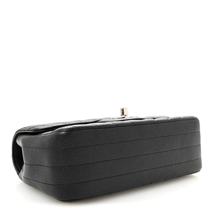 Caviar Chevron Quilted Mini Rectangular Flap Black