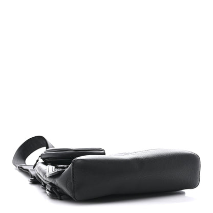 Calfskin Shadow Monogram Duo Slingbag Black