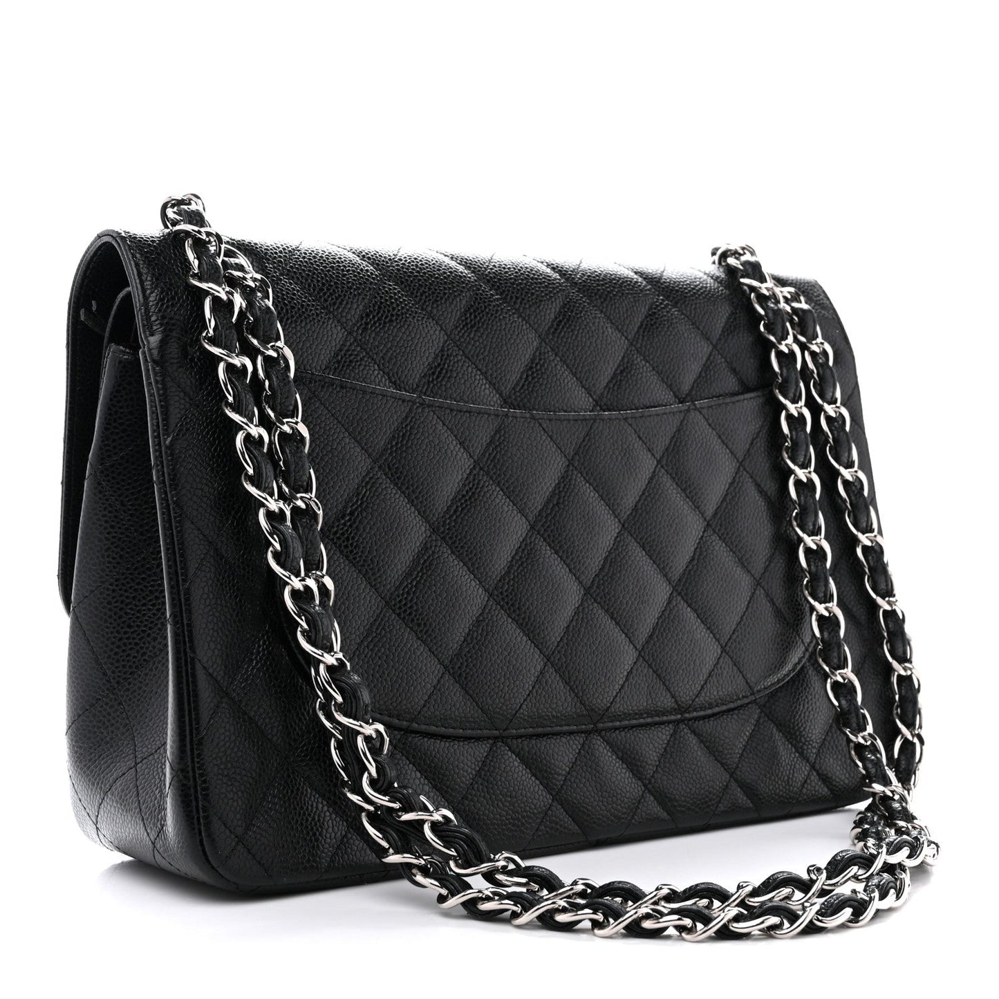 Caviar Quilted Jumbo Double Flap Black