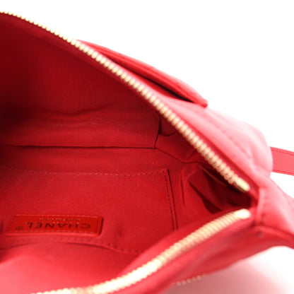 Lambskin Quilted Waist Bag Fanny Pack Red