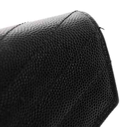 Grain De Poudre Matelasse Chevron Monogram Envelope Chain Wallet Black