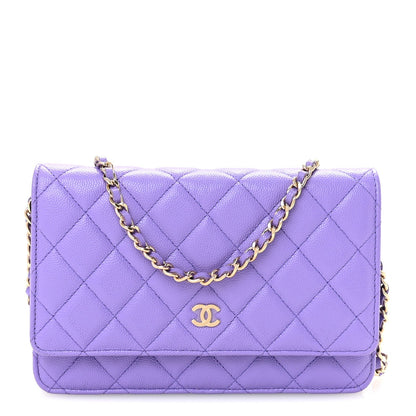 Caviar Quilted Wallet On Chain WOC Purple