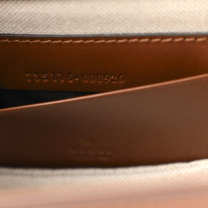 New Canvas Charisma Calfskin Crystal GG Monogram Small Bamboo 1947 Top Handle Bag Camel Ebony