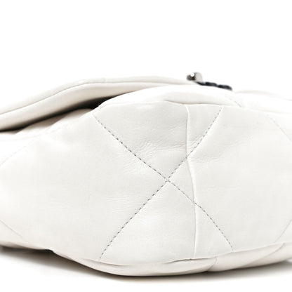 Glossy Calfskin Quilted Medium Chanel 19 Flap White Black