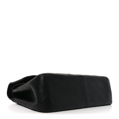 Caviar Quilted Jumbo Double Flap Black