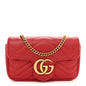 Calfskin Matelasse Super Mini GG Marmont Shoulder Bag Hibiscus Red