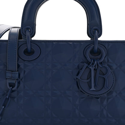 Calfskin Cannage Diamond Medium Lady D-Joy Navy Blue