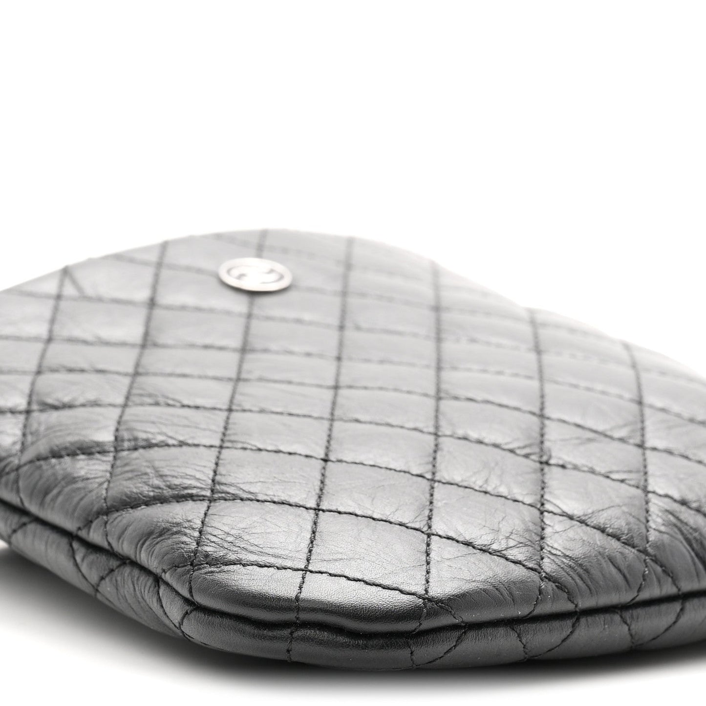 Aged Calfskin Quilted Crossbody Bag Black