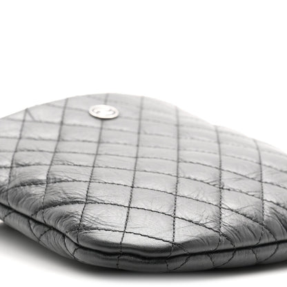 Aged Calfskin Quilted Crossbody Bag Black