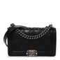 Lambskin Stitched Medium Boy Flap Black