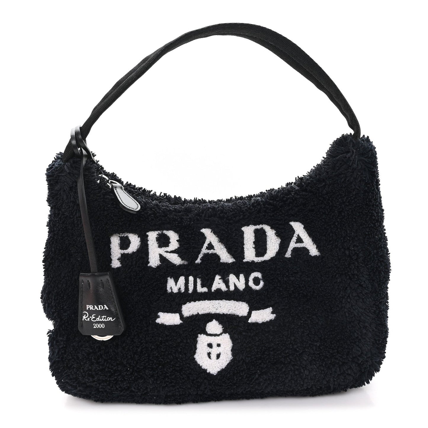 Terry Cloth Mini Re-Edition 2000 Bag Black White