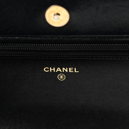 Lambskin Quilted Chanel 19 Wallet On Chain WOC Black