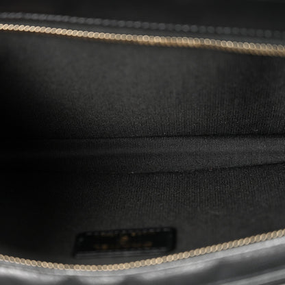 Lambskin Quilted Front Pocket Clutch With Chain Black