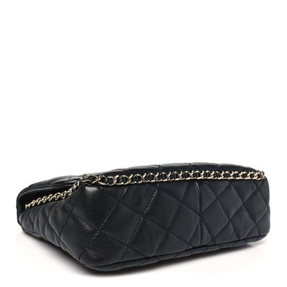 Lambskin Quilted Enamel CC Chain Frame Flap Black