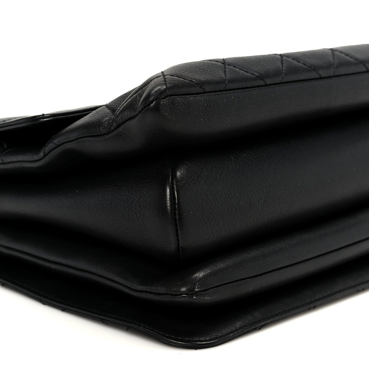 Calfskin Quilted Small Gold Top Handle Flap Black