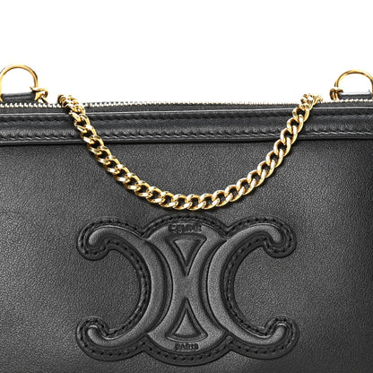 Smooth Calfskin Cuir Triomphe Clutch on Chain Black
