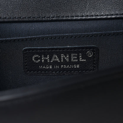 Lambskin Chevron Quilted Medium Boy Flap Black