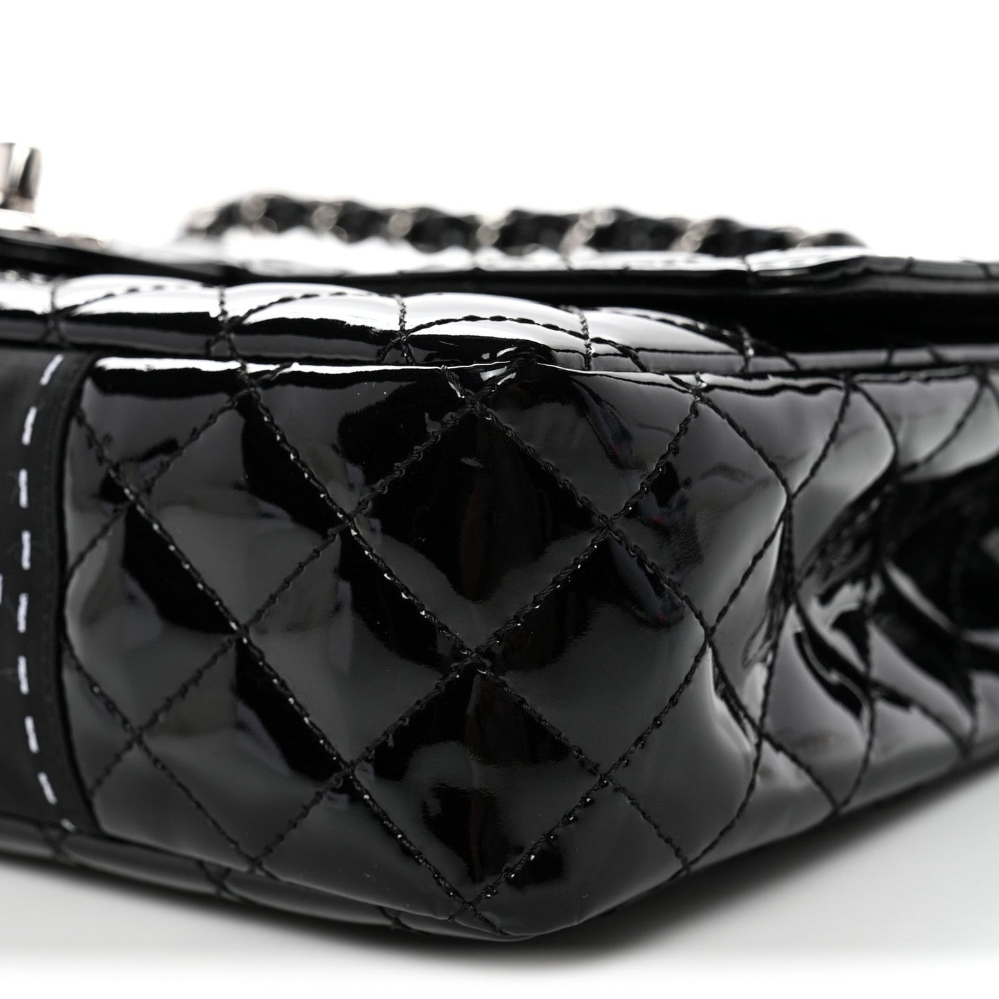 Patent Quilted Secret Label Medium Flap Black