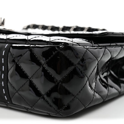 Patent Quilted Secret Label Medium Flap Black