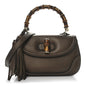 Metallic Calfskin Medium New Bamboo Top Handle Bag Bronze