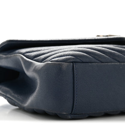 Sheepskin Matelasse Chevron Monogram Medium College Bag Navy