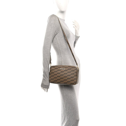Coated Canvas BB Monogram Medium Signature Camera Bag Beige Brown