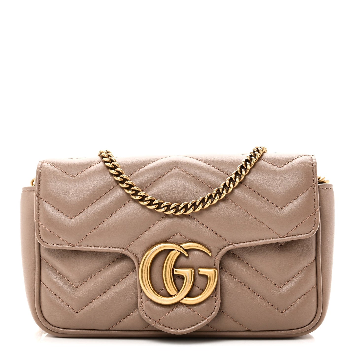 Calfskin Matelasse Super Mini GG Marmont Shoulder Bag Porcelain Rose