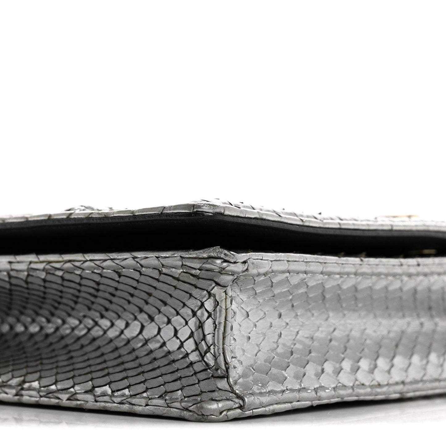Snakeskin Diorama Wallet on Chain Pouch Silver