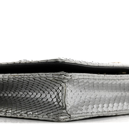 Snakeskin Diorama Wallet on Chain Pouch Silver