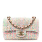 Tweed Quilted Mini Rectangular Flap Pink Green Orange Purple