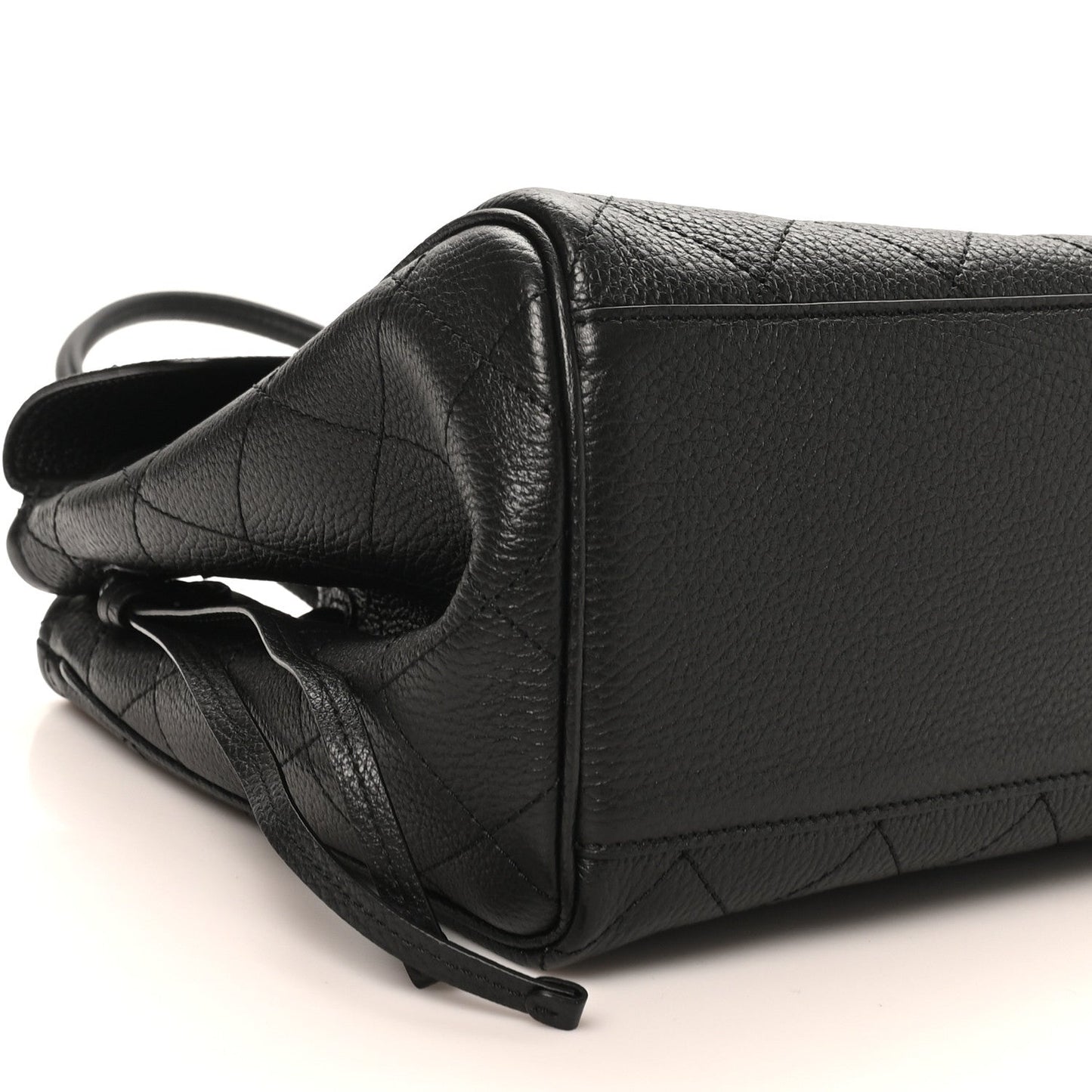 Grained Calfskin Stitched Urban Essentials Large Shopping Bag Black