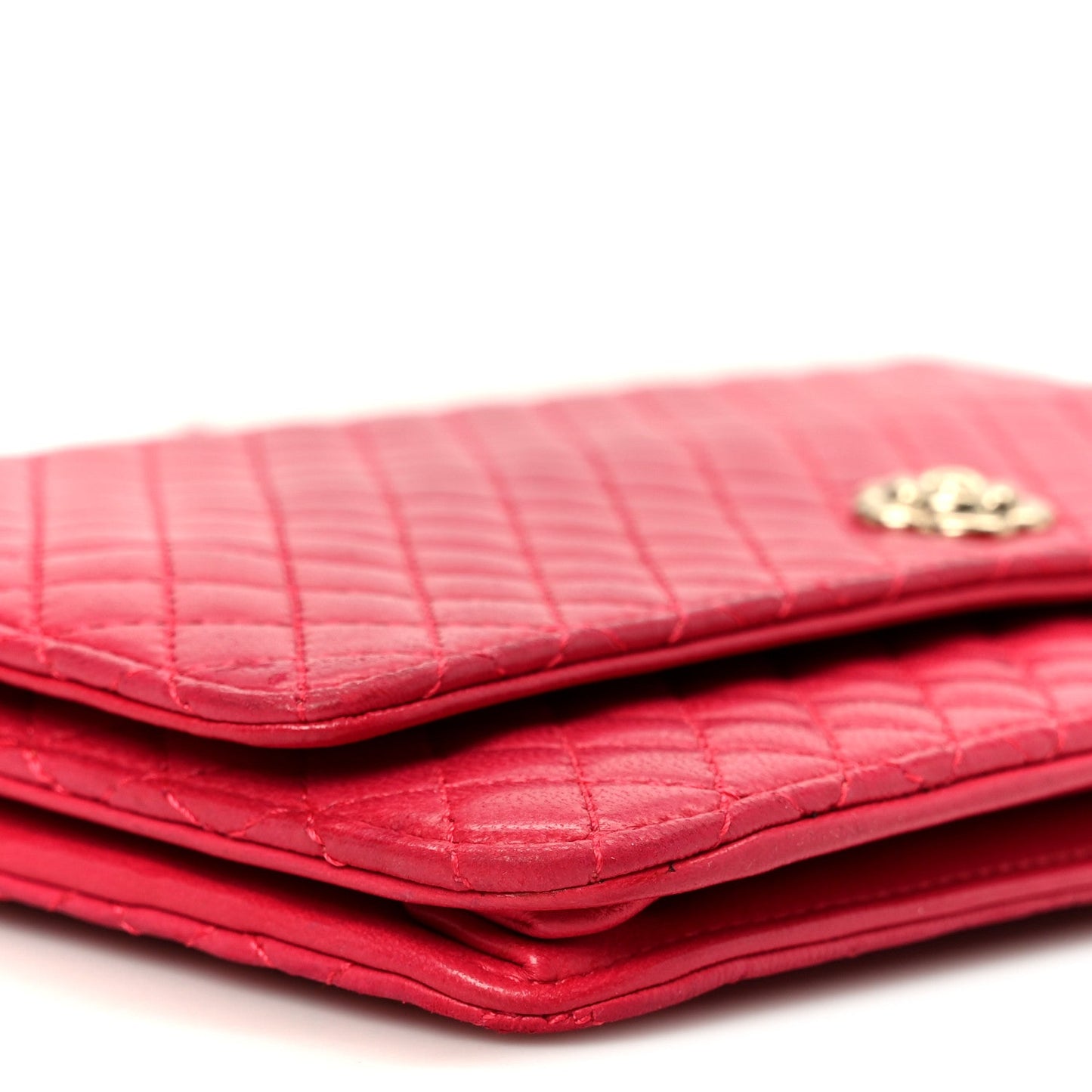 Lambskin Micro Quilted Wallet On Chain WOC Fuchsia
