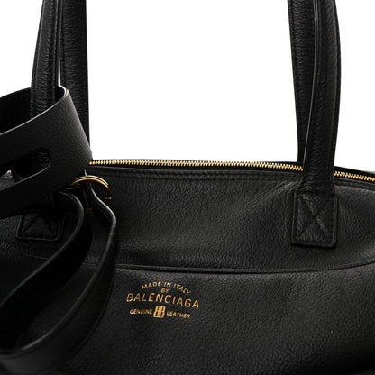 Grained Calfskin Medium Carrie Bowling Bag Black