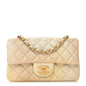 Metallic Goatskin Quilted Mini Rectangular Flap Gold