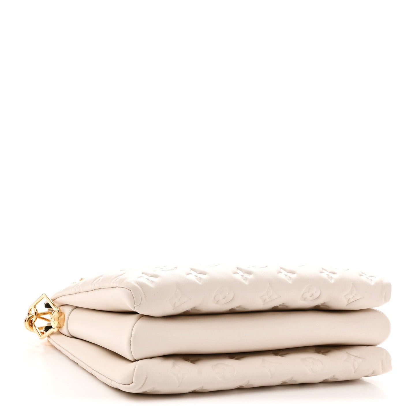 Lambskin Embossed Monogram Coussin PM Beige Cream