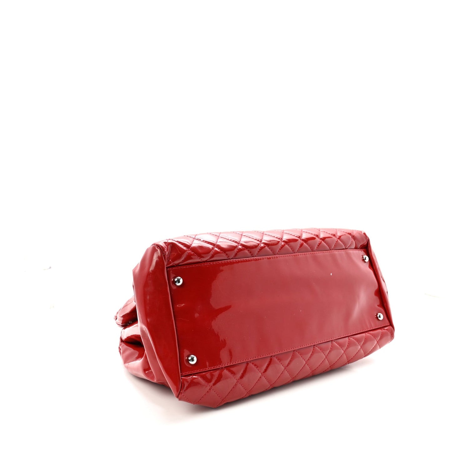 Patent Quilted Large Just Mademoiselle Bowling Bag Red