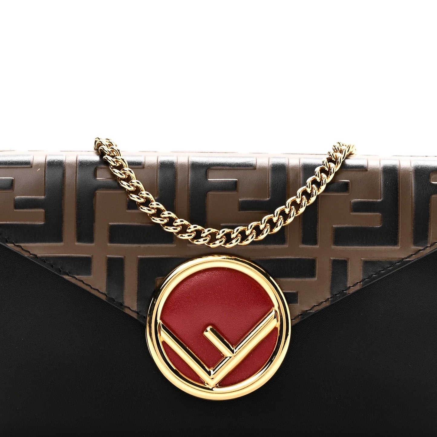 Vitello Liberty F is Fendi Bi-Color FF 1974 Embossed Envelope Belt Bag Maya Black